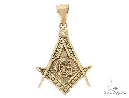 1 1/4" Square And Compass Masonic Charm Pendant Real Solid  10k Yellow Gold 