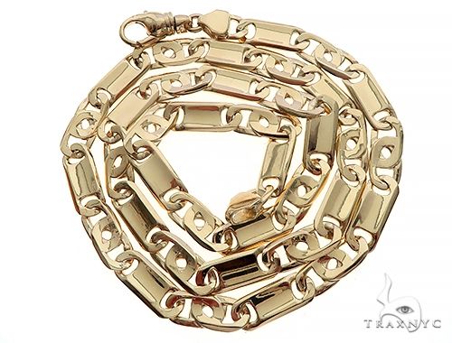 14K Yellow Gold Tiger Eye Link Chain 24 
