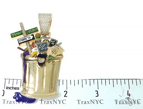 Custom Made Trash Can 65780 Mens Hip Hop Pendant Yellow Gold 14k Round Cut 2 22 Ct
