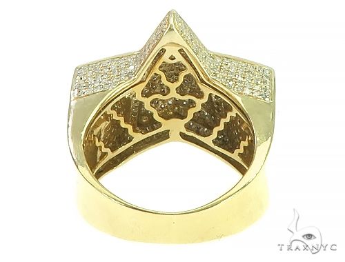 10K Yellow Gold Diamond Star Ring 65807 Mens Hip Hop Ring Yellow