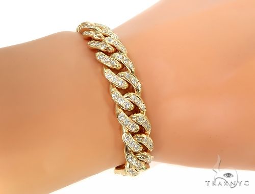 14k gold cuban link bracelet with diamonds