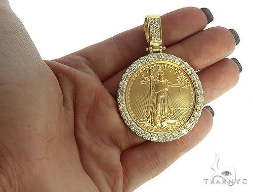 American Liberty Gold Coin 1/10 OZ. Diamond Pendant - Ryu's Jewelry