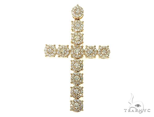 14K Yellow Gold Diamond Cross Pendant 