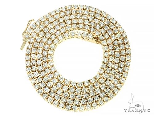 14K Yellow Gold Diamond Tennis Chain 20 