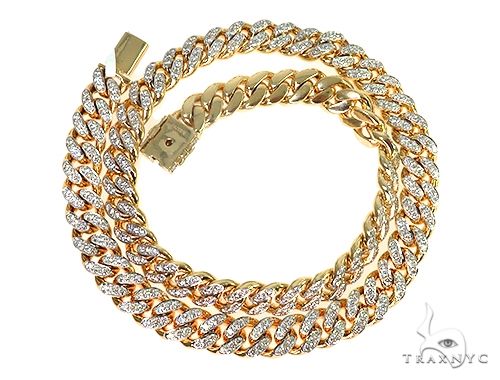 14K Gold Cuban Link Diamond Chain 218.5 