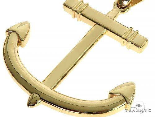 14K Gold Anchor Pendant 66256 Mens 
