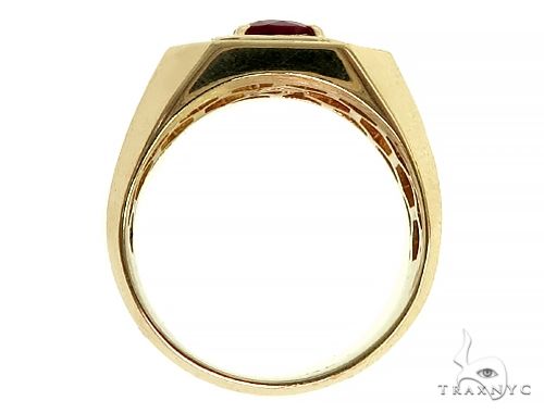 Men's Ruby Diamond Signet Ring 14K Yellow Gold 0.55 CTW Size 10.25 - Ruby  Lane