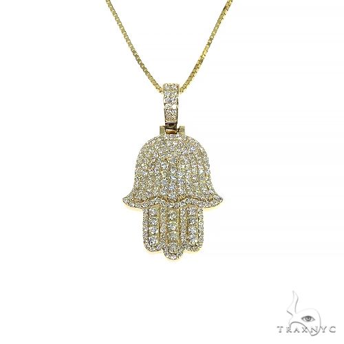 Details about   1.72 CT Round Sim Diamond Men's Hasma Hand Pendant in 14k Yellow Gold Plated 