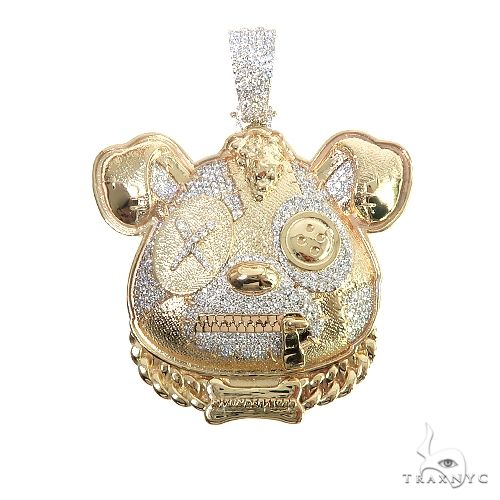 14K Yellow Gold Simulated Diamond Pave Puffed Teddy Bear Pendant 1.3″-1.5″  | WJD Exclusives