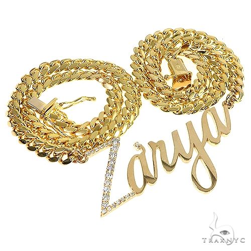 14k gold cuban link name necklace