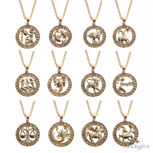 Zodiac 585 Gold Pendant Ladies Chain Pendant Yellow Gold 14k Horoscope Chain 