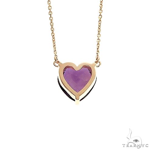 14K Gold Heart Shape Amethyst Necklace 66745 Ladies Gemstone Gold 14k