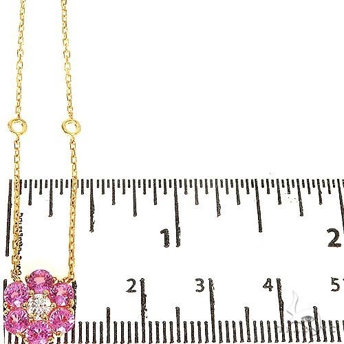 Pink Sapphire And Diamond Flower Necklace 18K White Gold - Porcello Jewelers