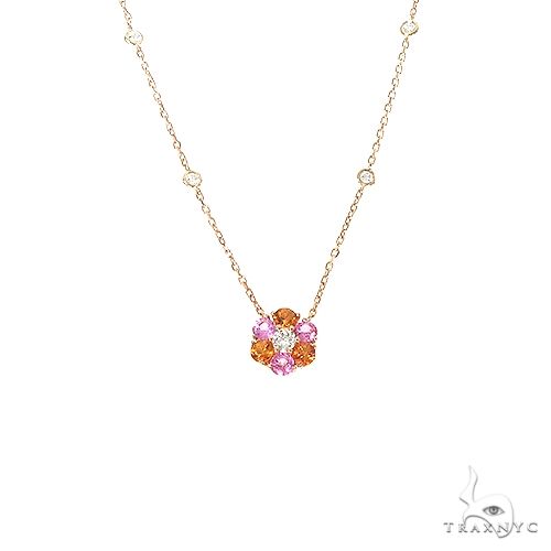 Pink Sapphire Flower Pendant Rose Gold