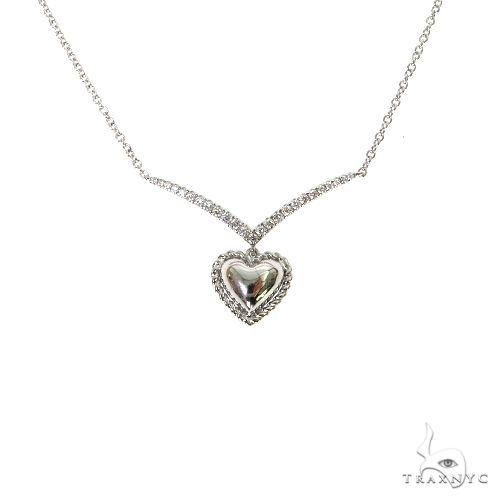 18K White Gold Diamond Heart Lock Necklace