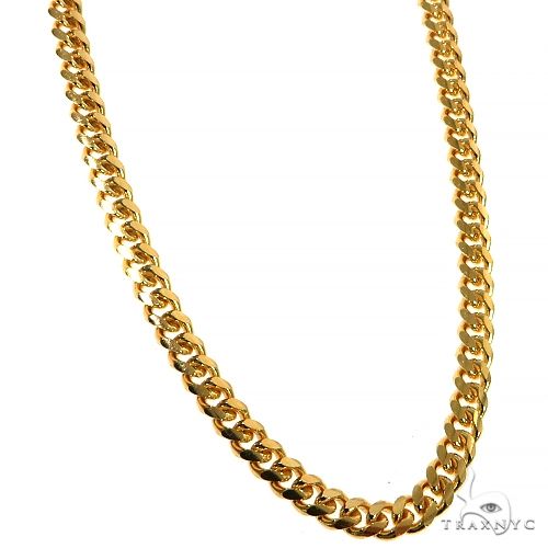 Solid Miami Cuban Link Chain 10K Yellow Gold 22 Inches 3.5mm 18.4