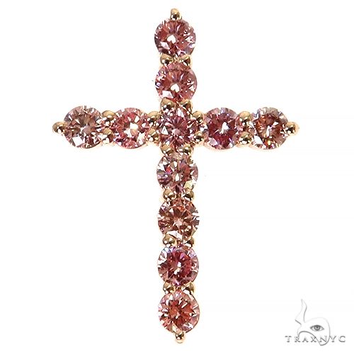 Pink Diamond Cross Necklace - Rose Gold