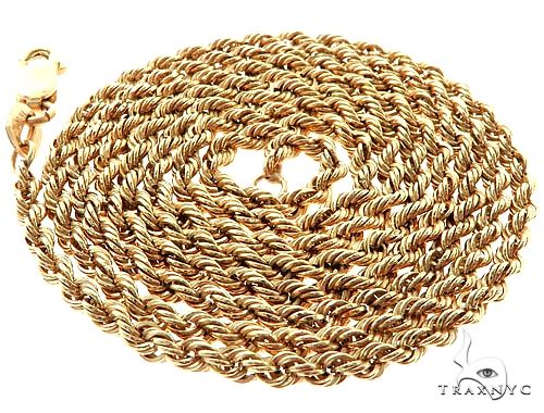 18K Solid Gold Rope Chain Necklace Men Women 16 18 20 22 24 26 28 30