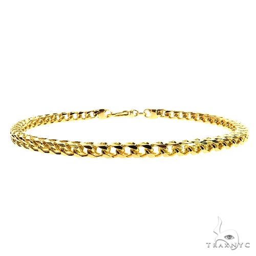 Men's 14k Yellow Gold Solid Franco Chain Bracelet