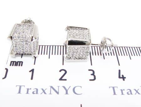 Cube Diamond Earrings for Men & Women 10K White Gold Square Stud